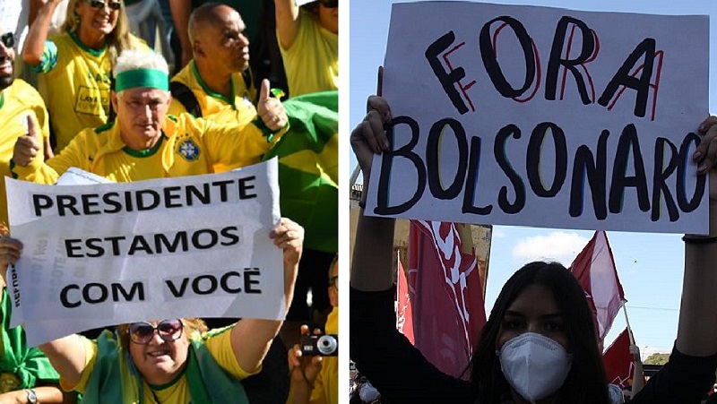 Manifestantes pró-Bolsonaro e contra o presidente voltarão ao palco dos protestos na Esplanada dos Ministérios no próximo domingo