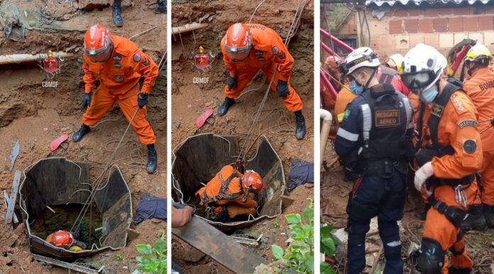 homem cai em buraco de 12 metros e é salvo pelo corpo de bombeiros do df
