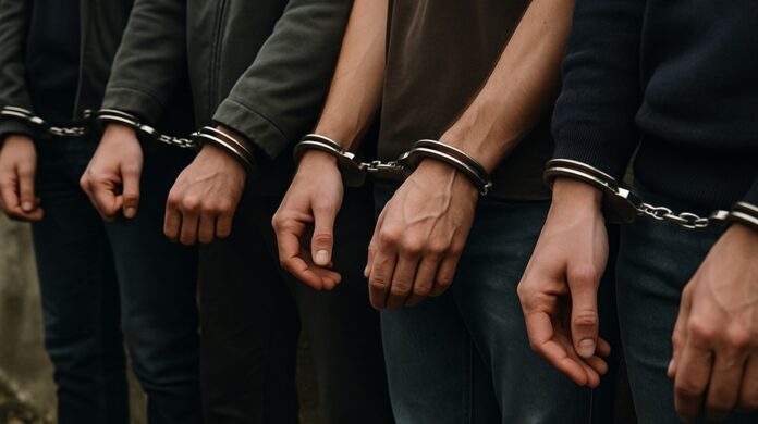 Condenação na Operação Testa de Ferro: 9 criminosos presos por fraudes bancárias e lavagem de dinheiro. Algemados, deixaram o fórum da 1ª Vara Criminal e do Tribunal do Júri de Águas Claras com penas de até 56 anos.