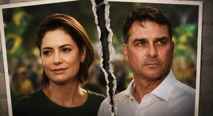 Racha entre Michelle e Flávio Bolsonaro mexe com a campanha: após vídeo em que ex-primeira-dama relata maltrato, a senadora Tereza Cristina teria recuado e ficado sem interesse na vice de Flávio à Presidência.