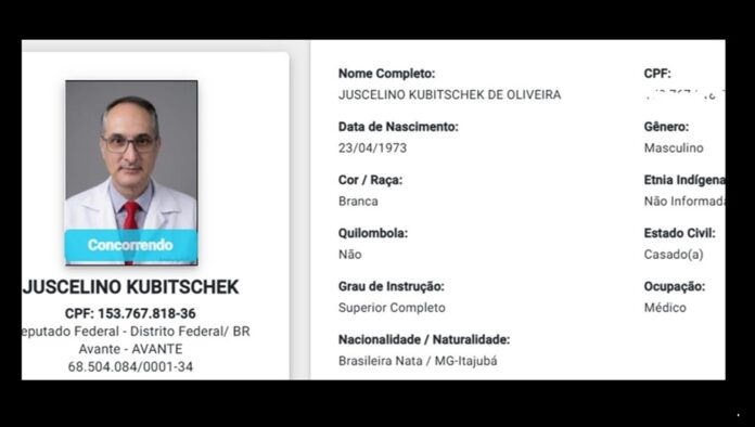 Juscelino Kubitschek de Oliveira, médico mineiro de Itajubá e morador do Sudoeste, disputa vaga na Câmara pelo Avante. O nome remete ao fundador de Brasília e revive a força dos homônimos nas urnas.